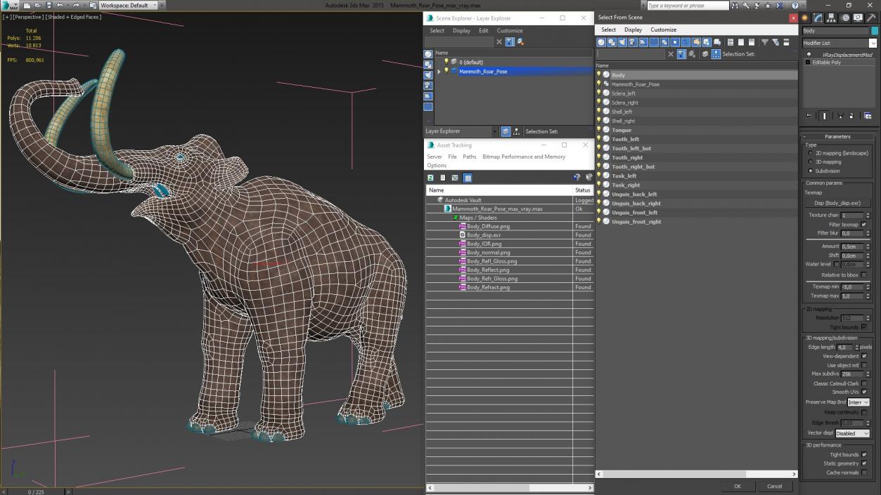 Mammoth Roar Pose 3D