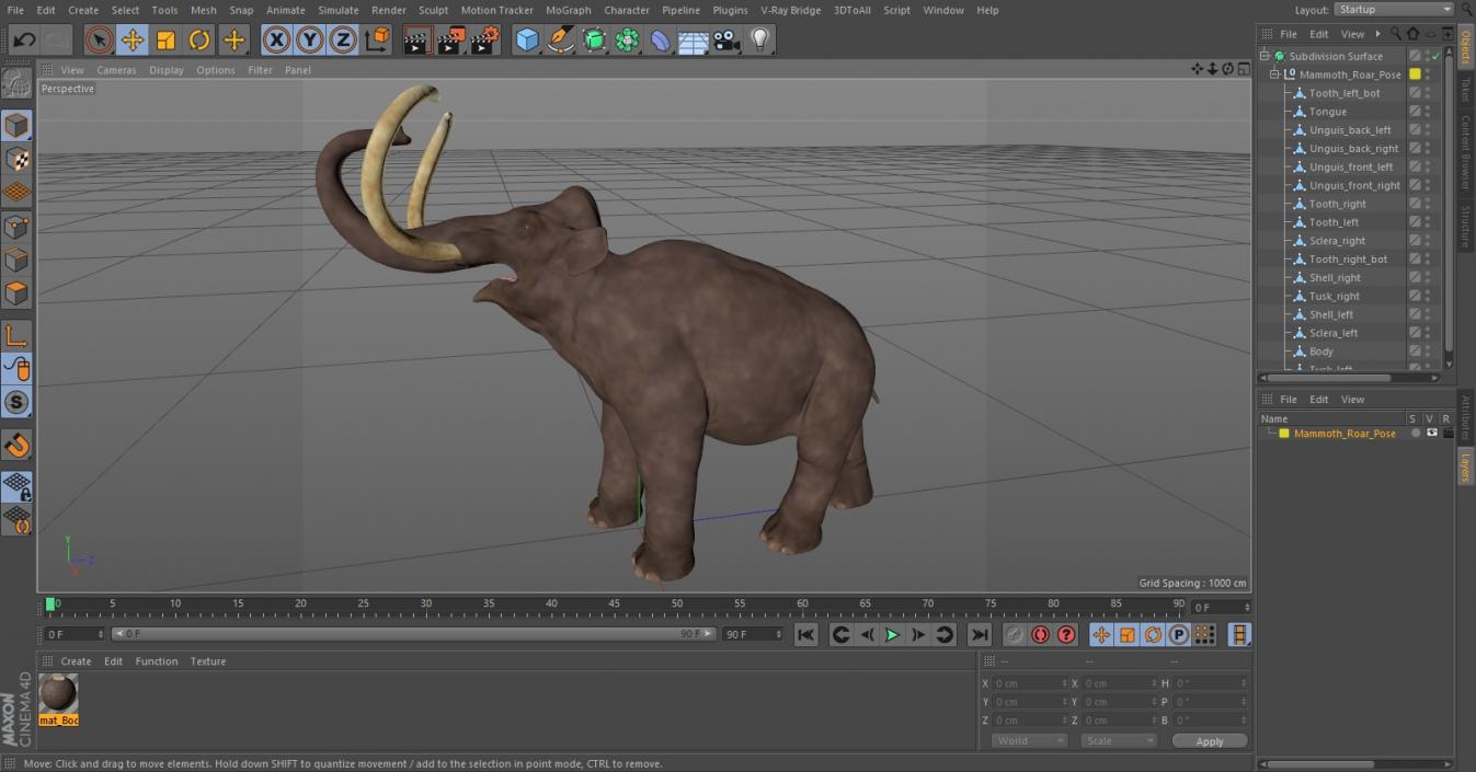 Mammoth Roar Pose 3D