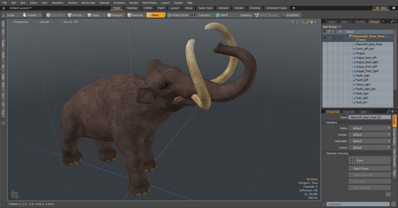 Mammoth Roar Pose 3D