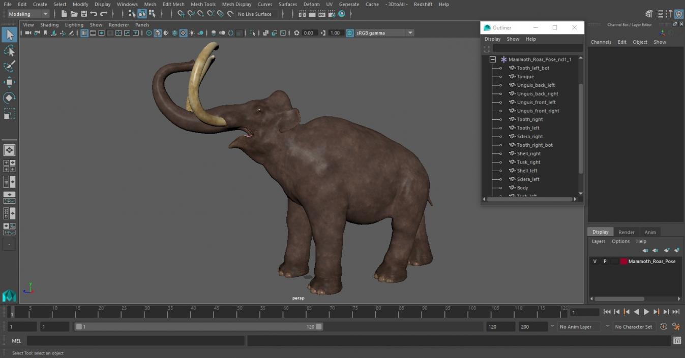 Mammoth Roar Pose 3D