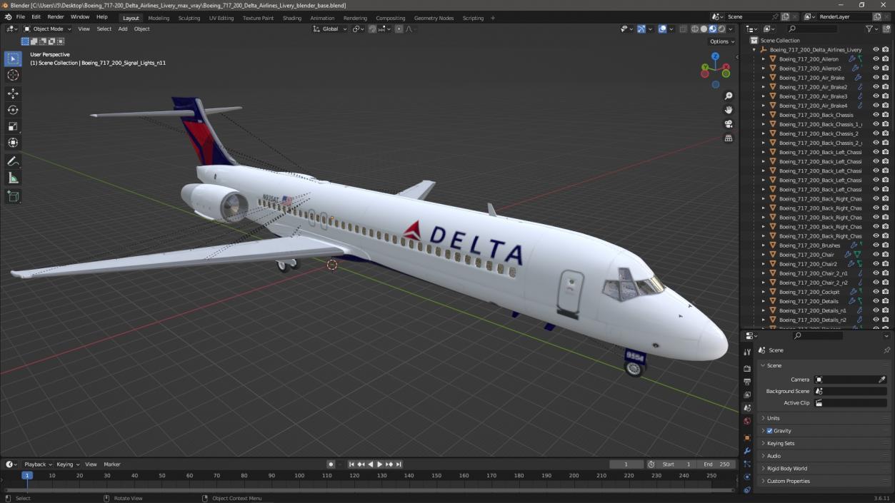 3D Boeing 717-200 Delta Airlines Livery