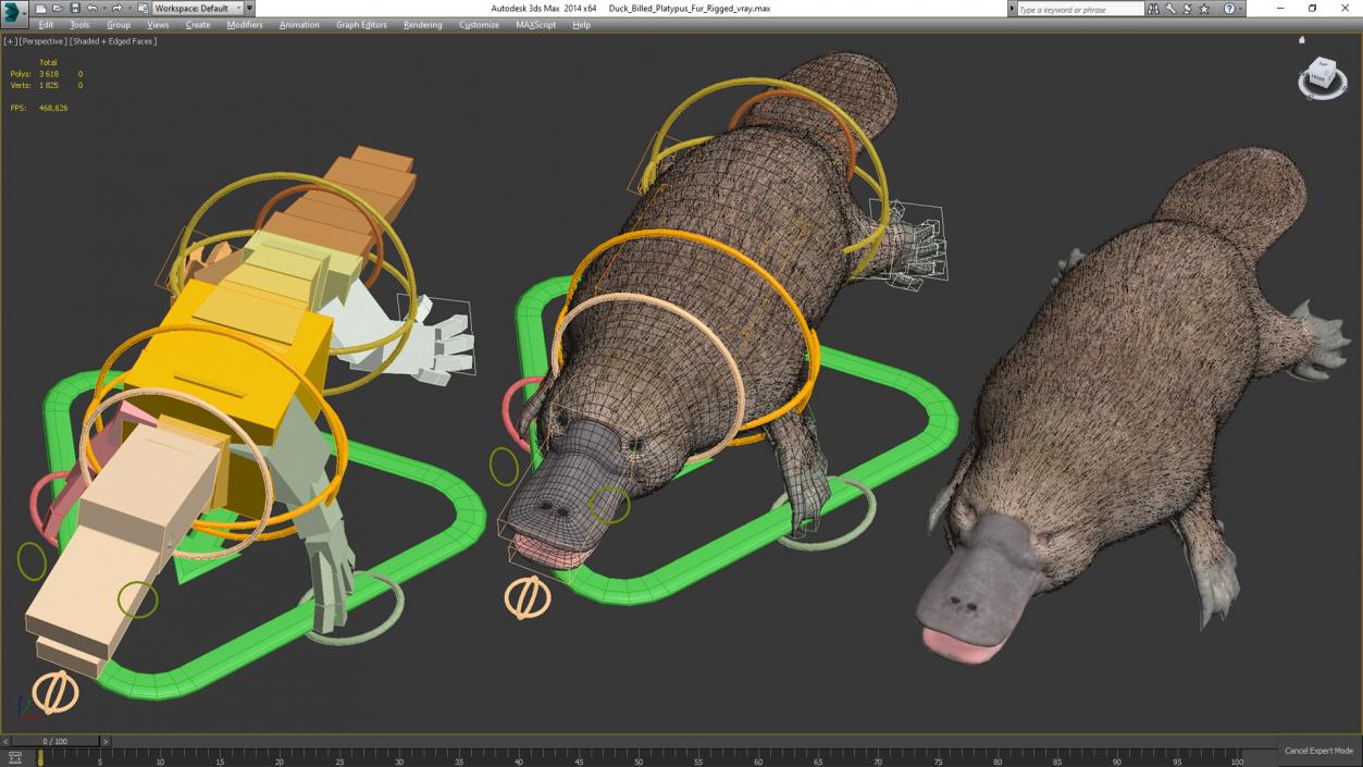 3D Duck Billed Platypus Fur Rigged