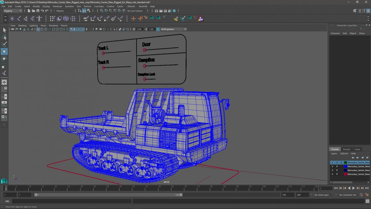 3D model Morooka Carrier New Rigged for Maya