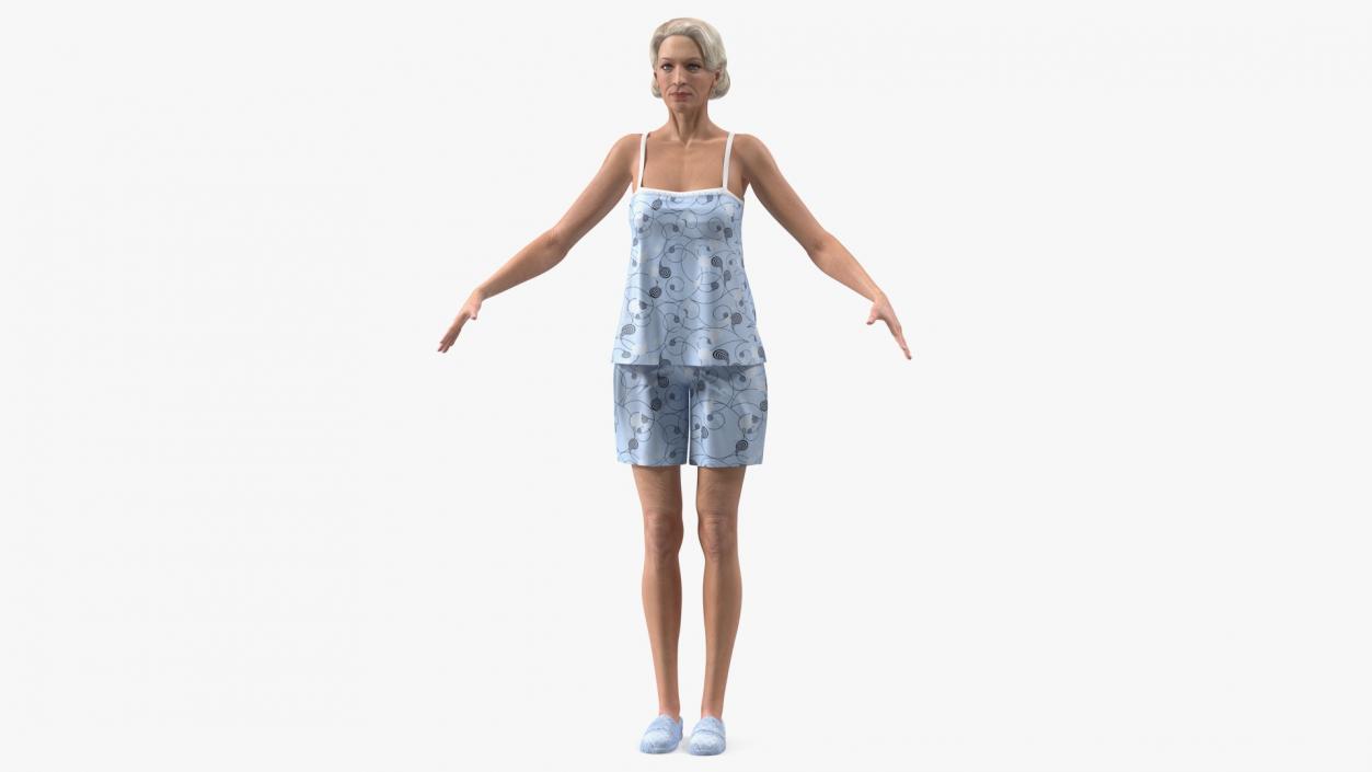 3D model Elderly Woman in Pijama T Pose