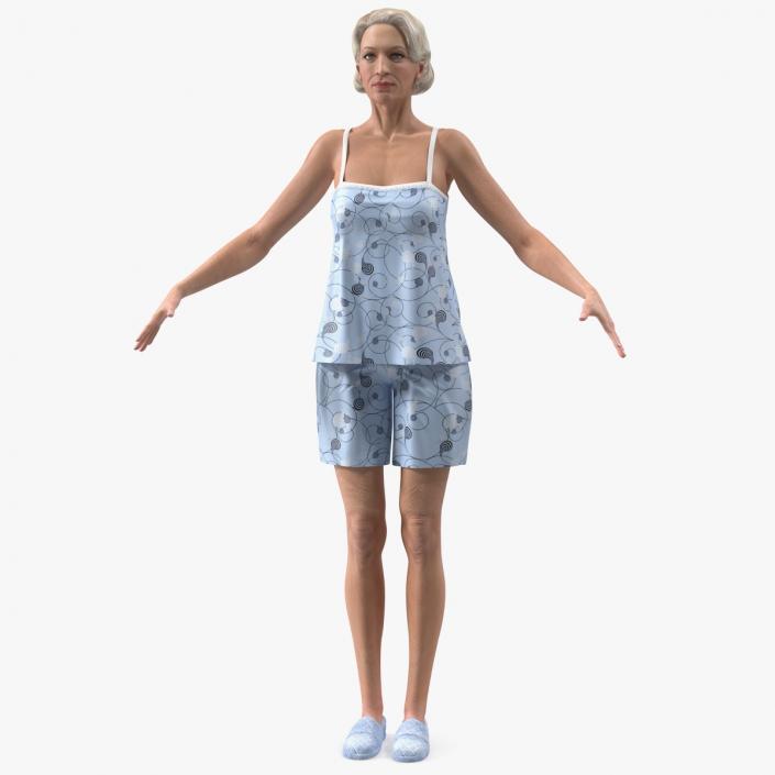 3D model Elderly Woman in Pijama T Pose