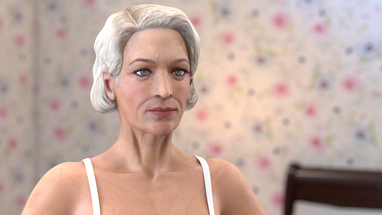 3D model Elderly Woman in Pijama T Pose