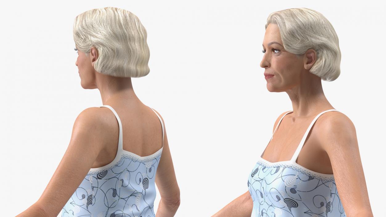 3D model Elderly Woman in Pijama T Pose