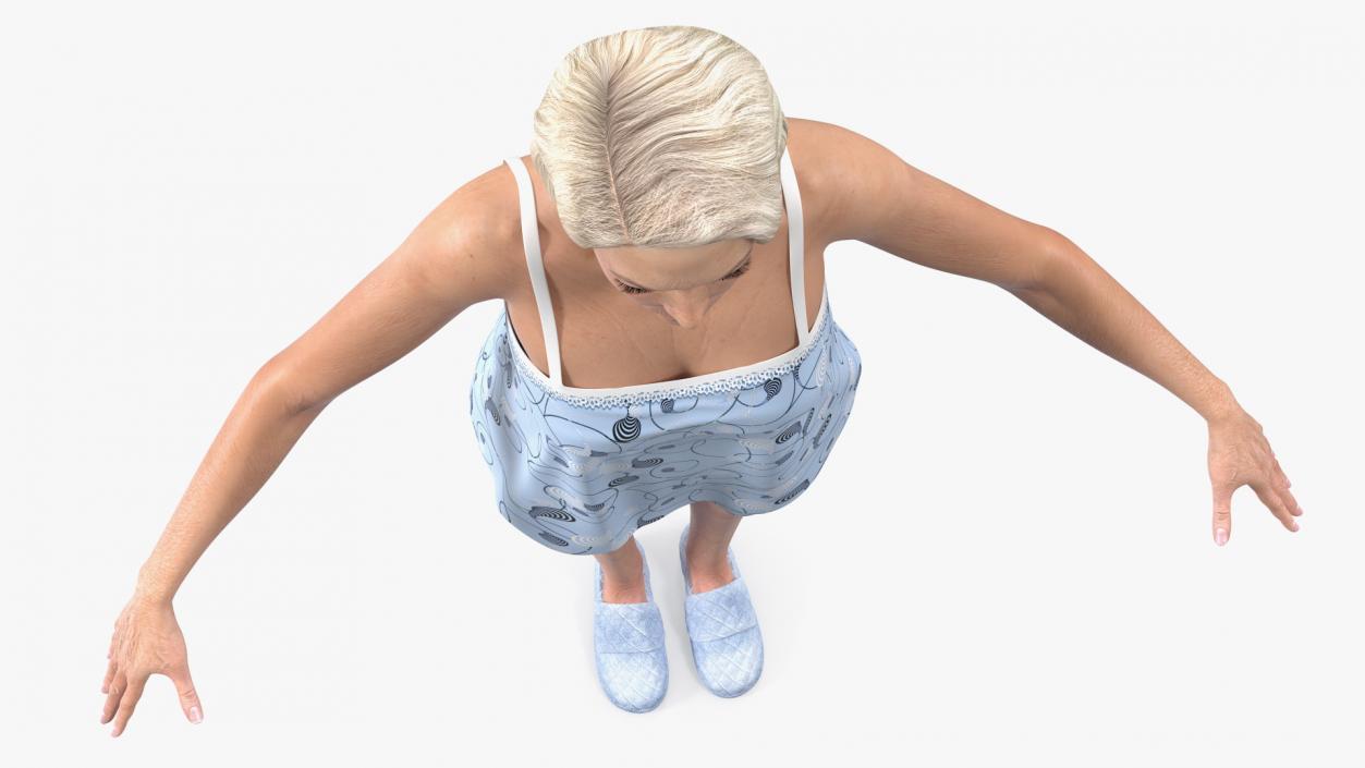 3D model Elderly Woman in Pijama T Pose