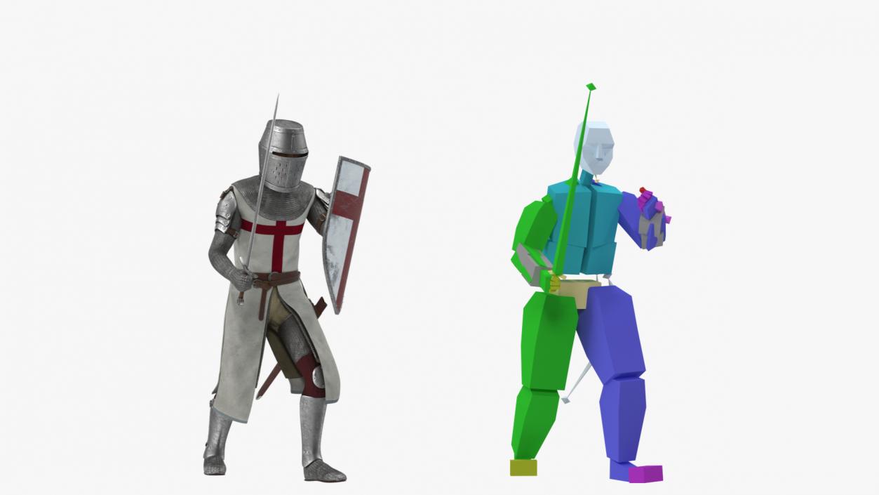 3D model Knight Templar Set Rigged