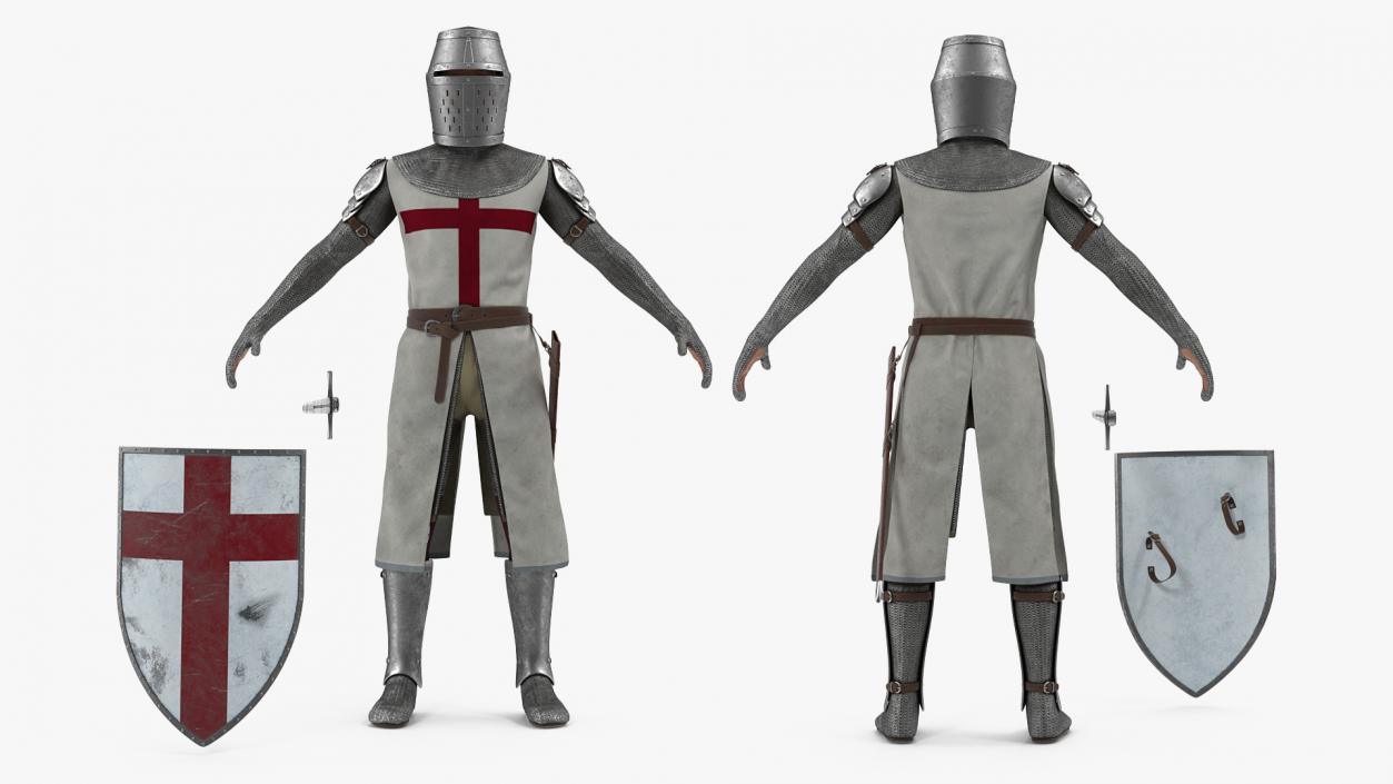 Knight Templar Set Rigged for Cinema 4D 3D model