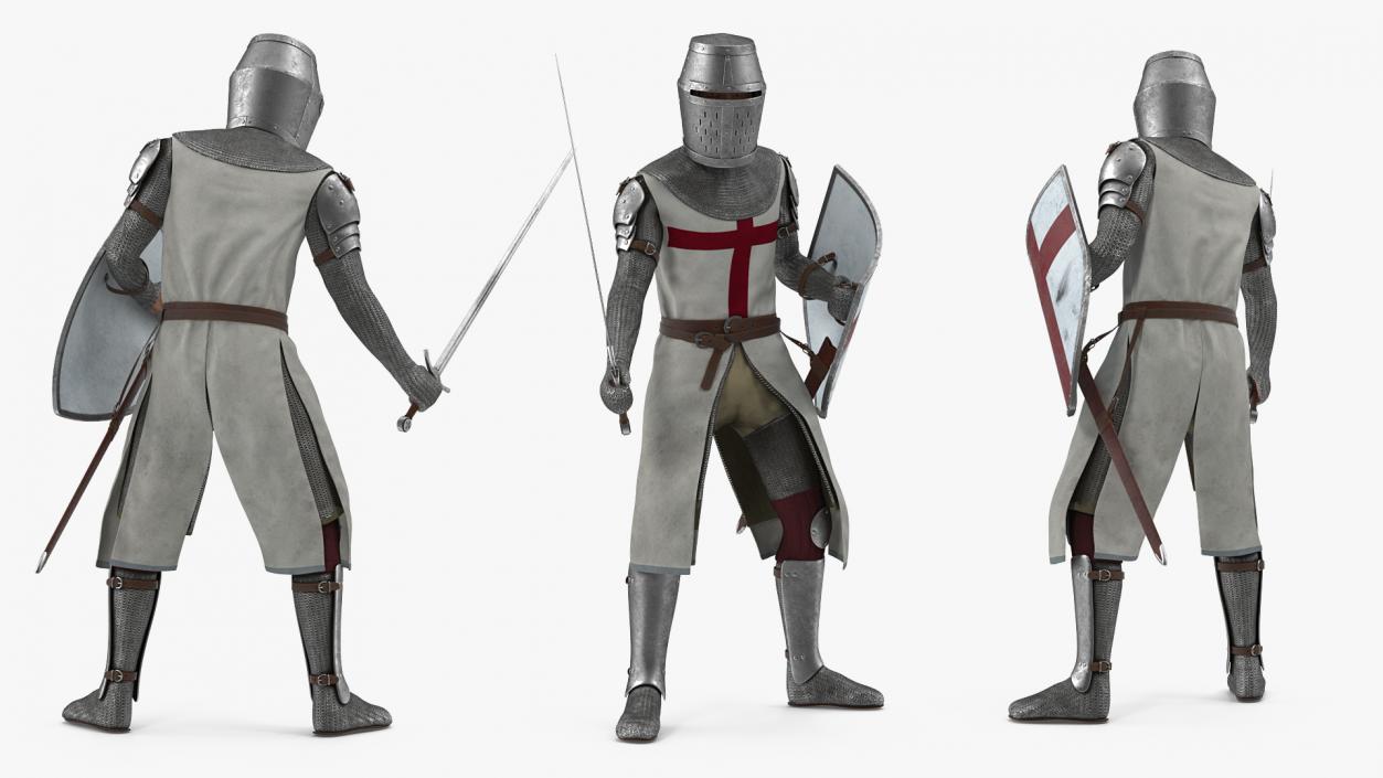 3D model Knight Templar Set Rigged