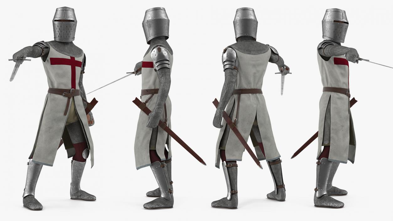 Knight Templar Set Rigged for Cinema 4D 3D model