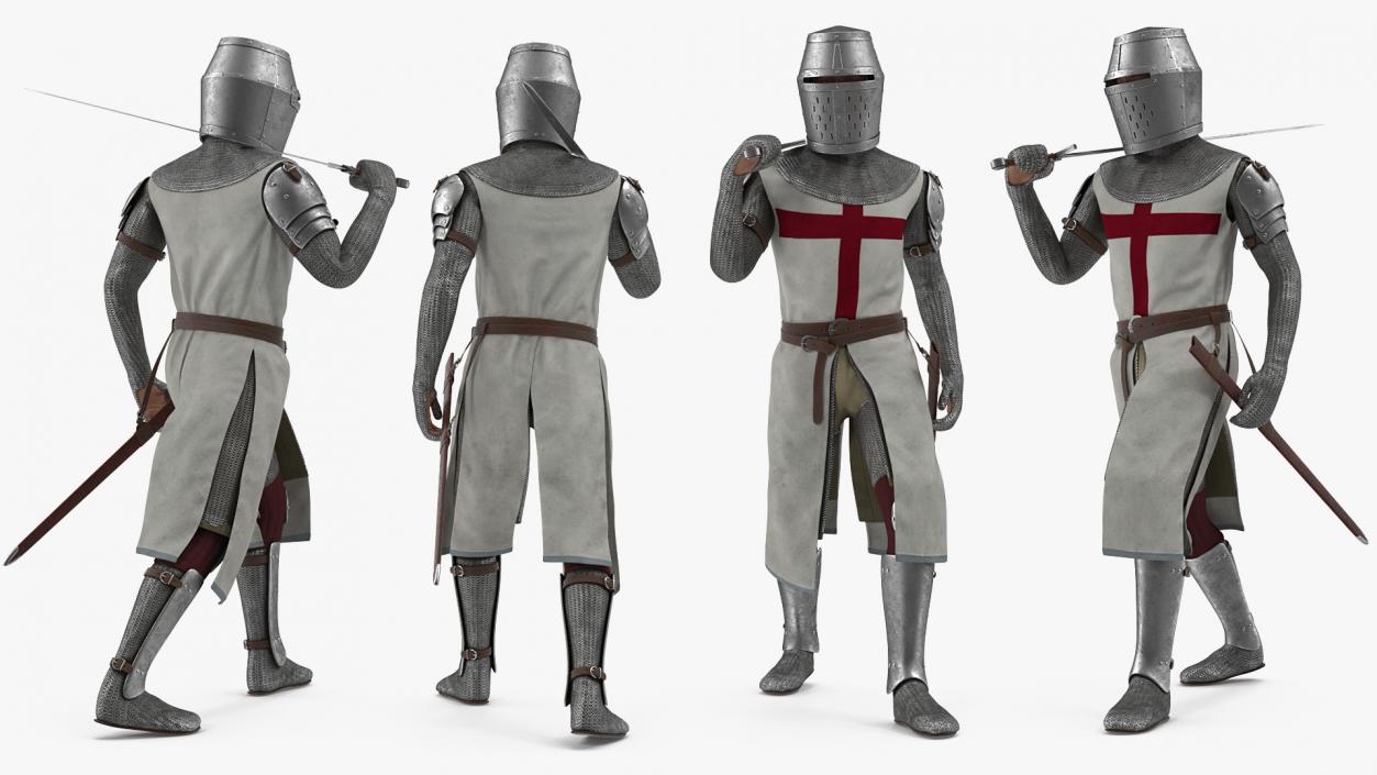 Knight Templar Set Rigged for Cinema 4D 3D model