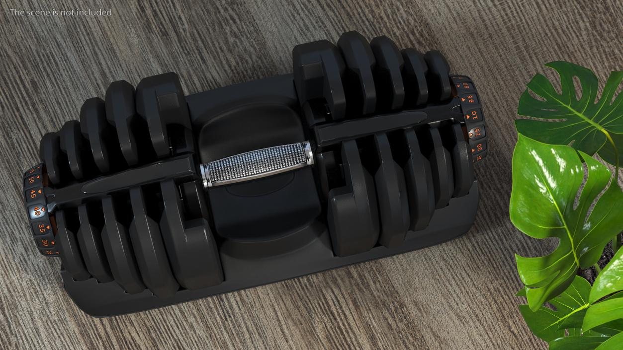 Dial Weight Adjusting Dumbbell with Holder 3D