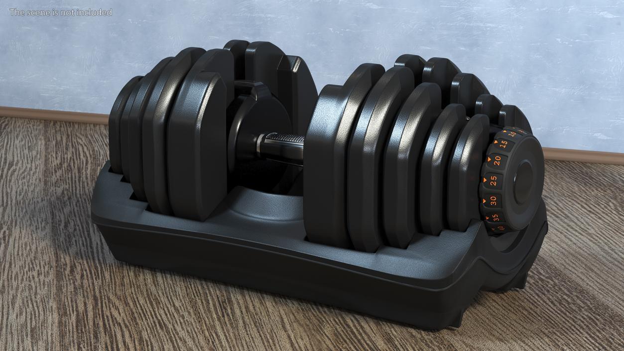 Dial Weight Adjusting Dumbbell with Holder 3D