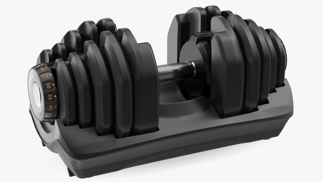 Dial Weight Adjusting Dumbbell with Holder 3D