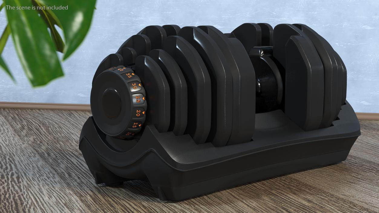 Dial Weight Adjusting Dumbbell with Holder 3D