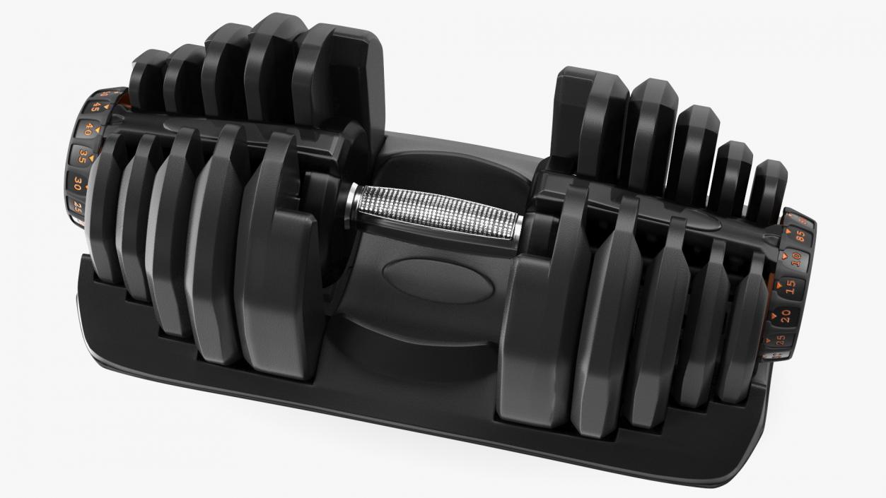 Dial Weight Adjusting Dumbbell with Holder 3D