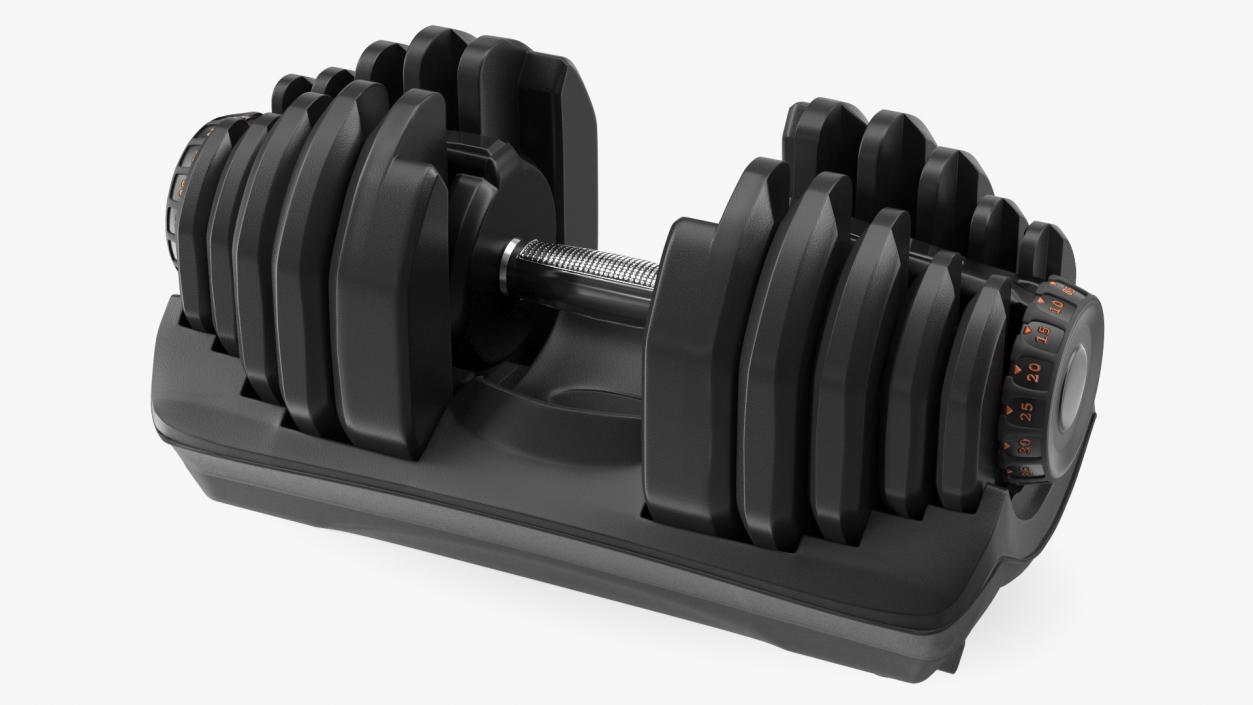 Dial Weight Adjusting Dumbbell with Holder 3D