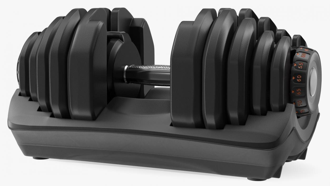 Dial Weight Adjusting Dumbbell with Holder 3D