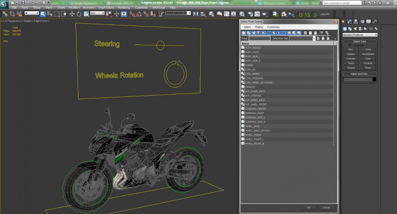 3D Kawasaki Z800 2016 Green Rigged