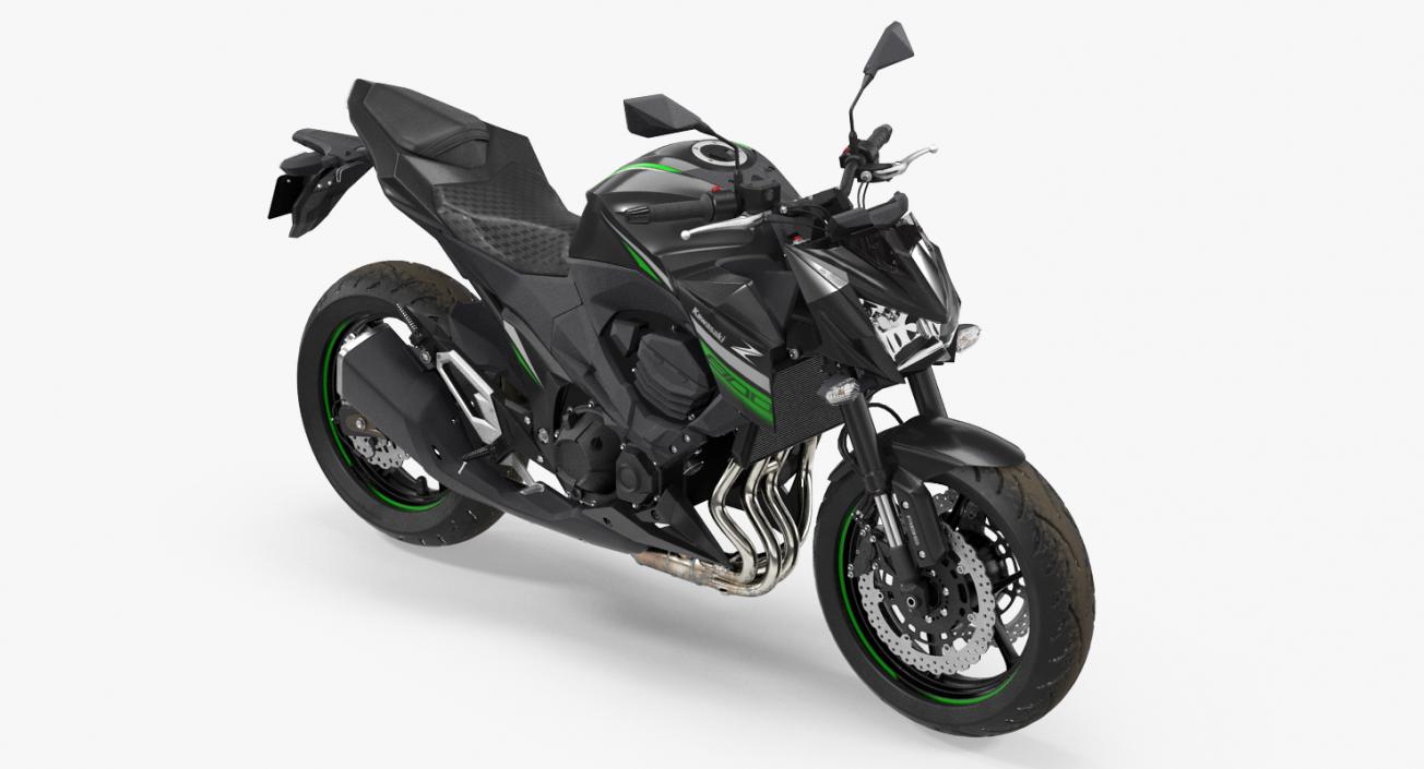 3D Kawasaki Z800 2016 Green Rigged