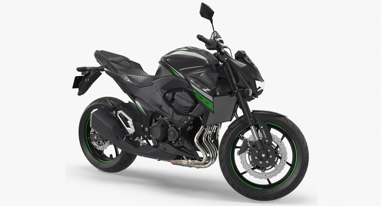 3D Kawasaki Z800 2016 Green Rigged