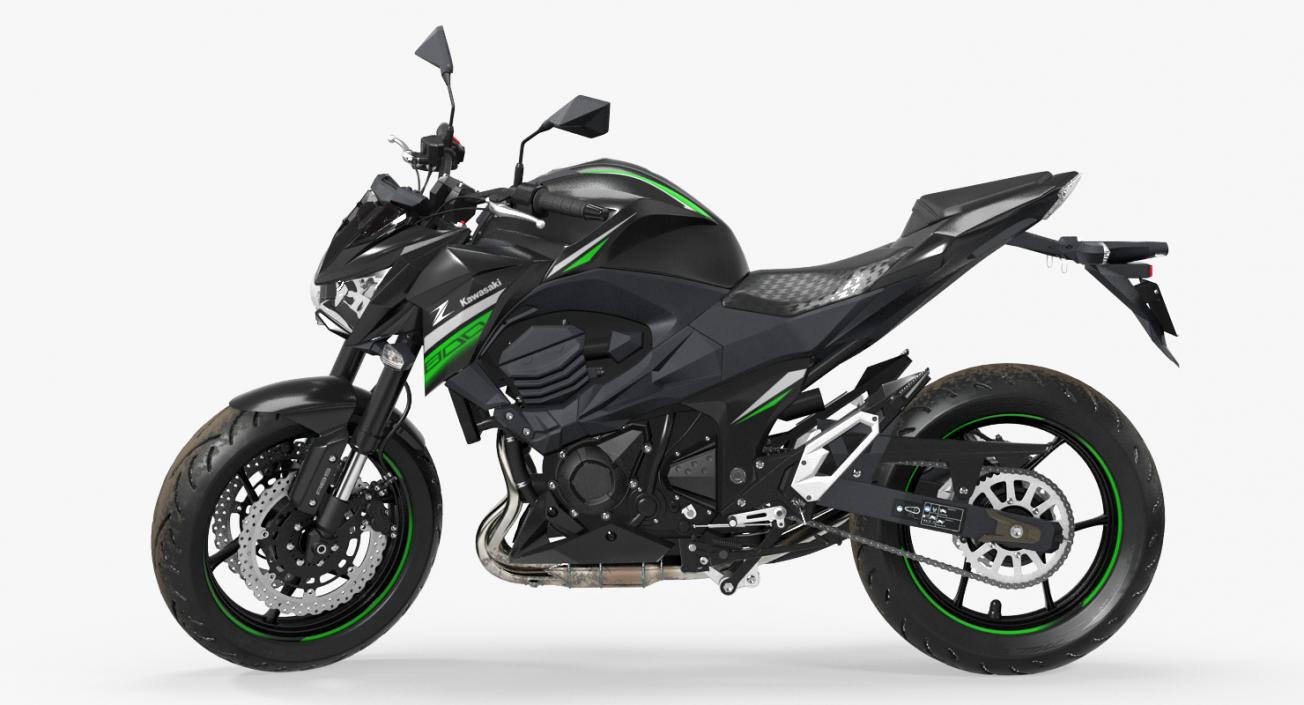 3D Kawasaki Z800 2016 Green Rigged