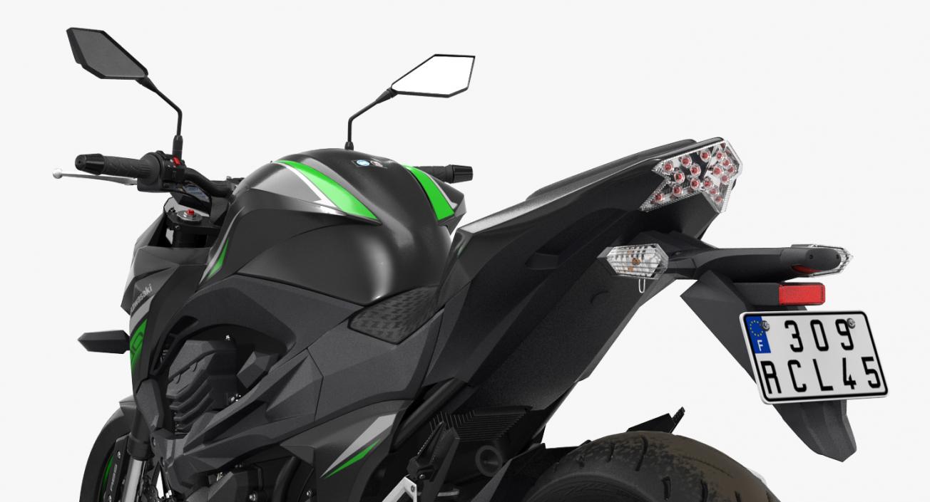 3D Kawasaki Z800 2016 Green Rigged