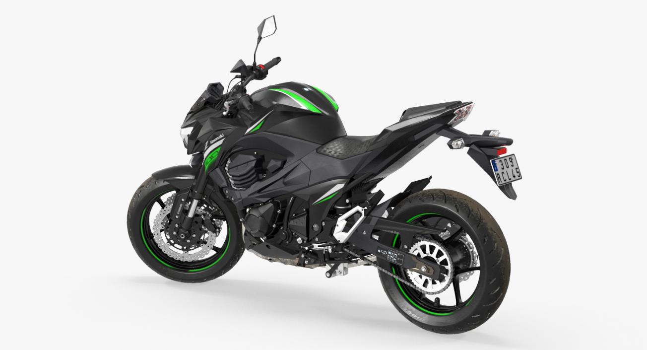 3D Kawasaki Z800 2016 Green Rigged