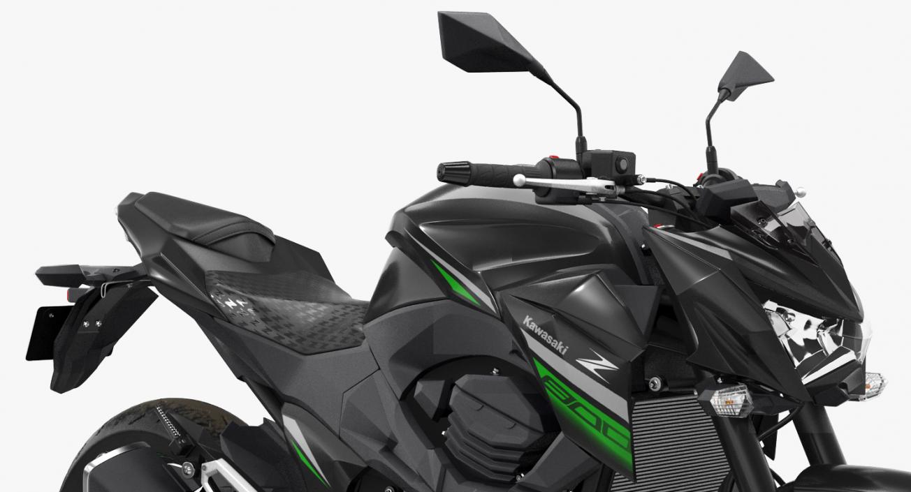 3D Kawasaki Z800 2016 Green Rigged