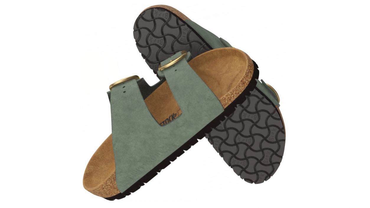 Woman Soft Footbed Sandals Green 3D