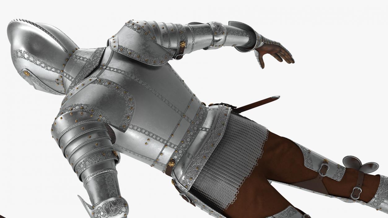 3D Polished Medieval Knight Plate Armor T-Pose model