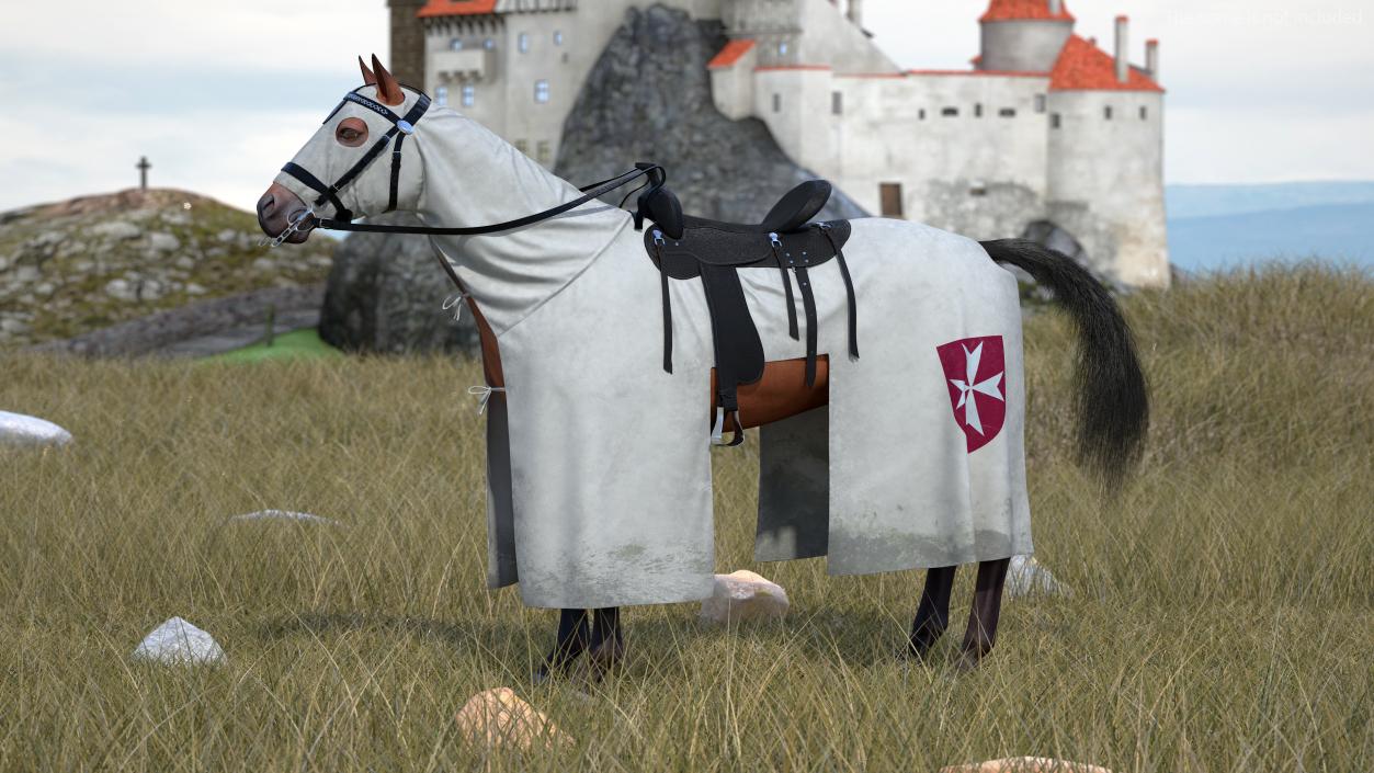 Crusader Horse Armor Dirt Fur 3D model