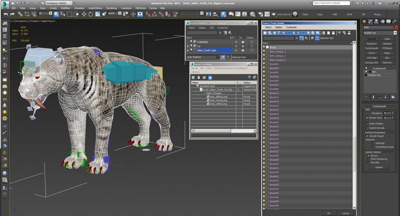 Arctic Saber Tooth Cat Rigged 3D model