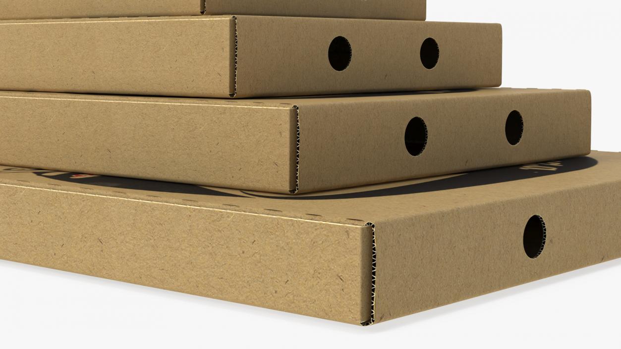 3D Stacked Pizza Boxes with Custom Logo