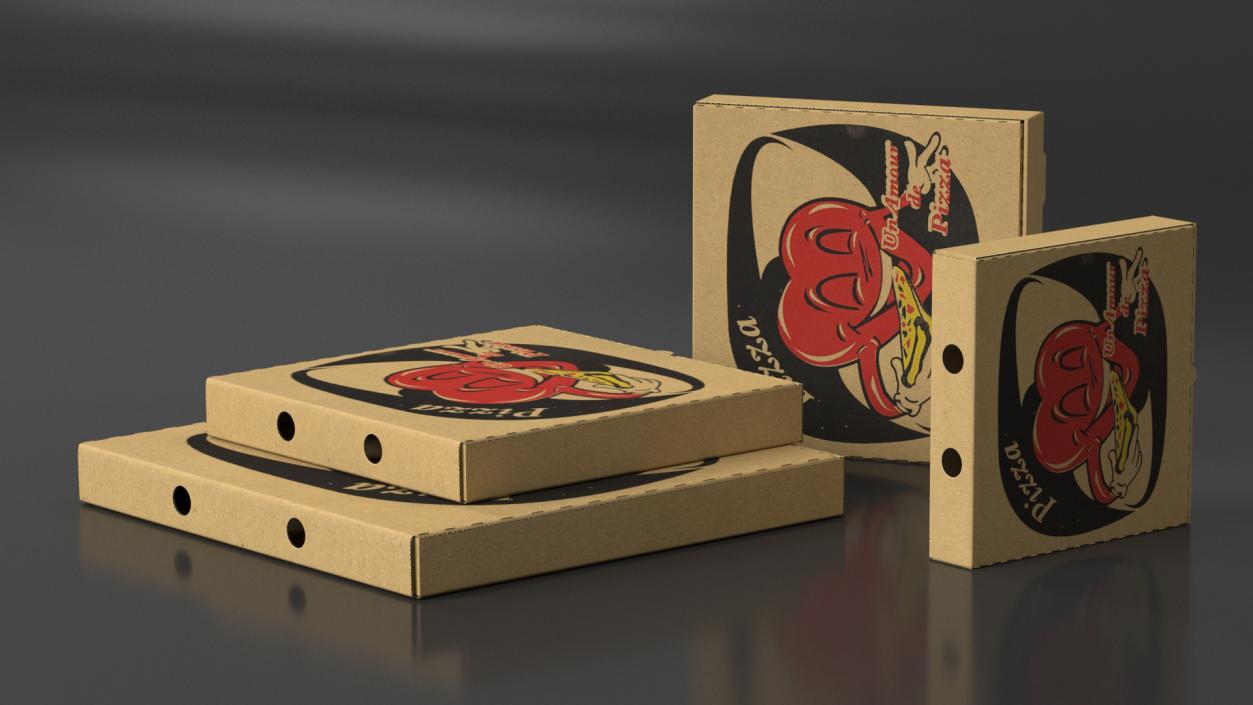 3D Stacked Pizza Boxes with Custom Logo