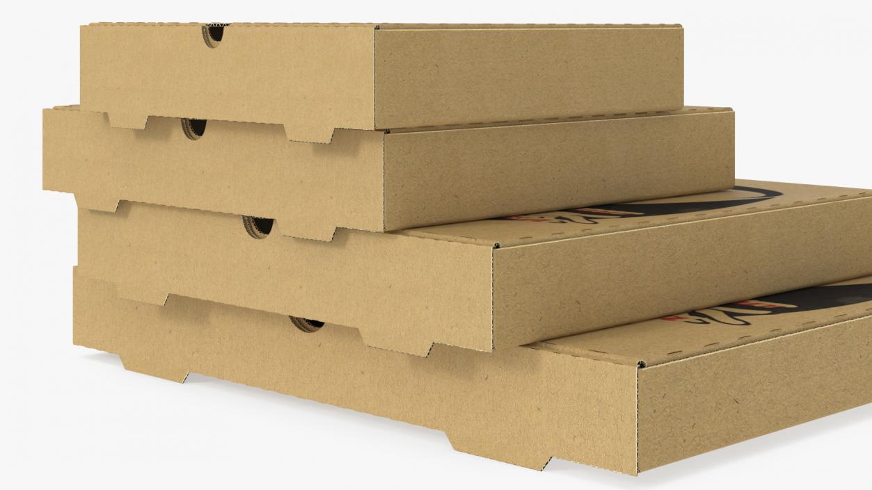 3D Stacked Pizza Boxes with Custom Logo