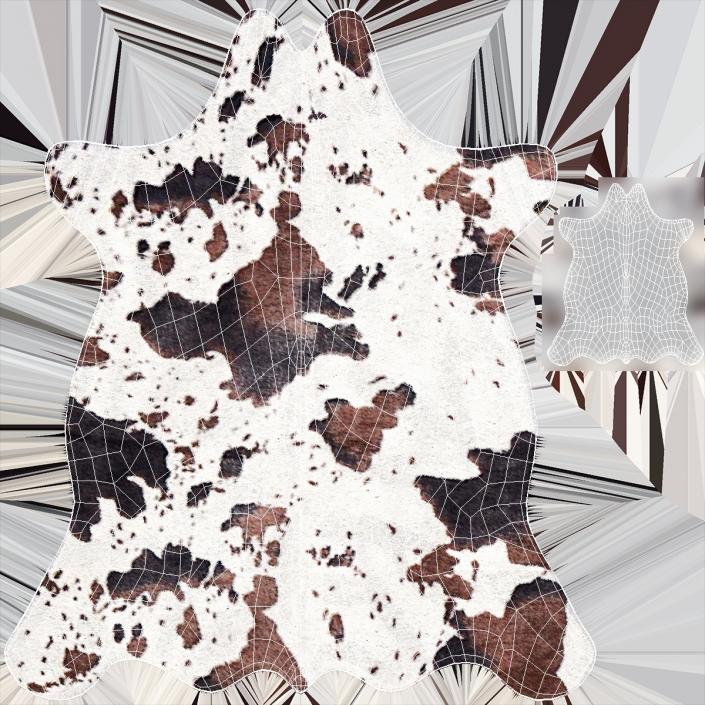 Brown and White Spotted Cowhide Rug Fur 3D model