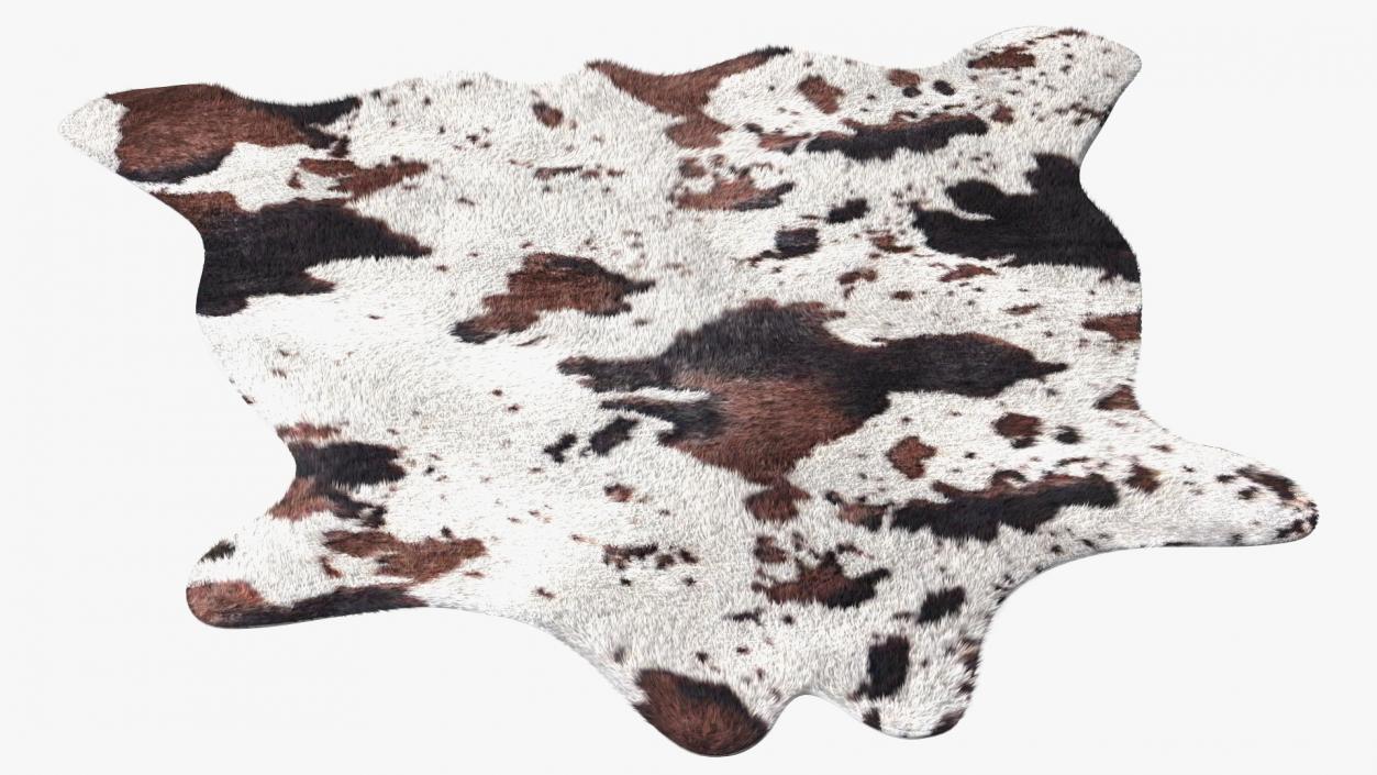 Brown and White Spotted Cowhide Rug Fur 3D model