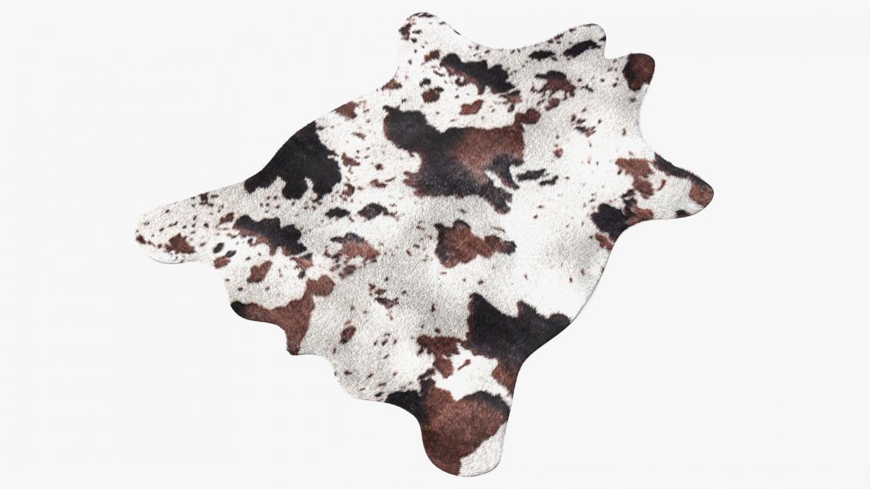 Brown and White Spotted Cowhide Rug Fur 3D model