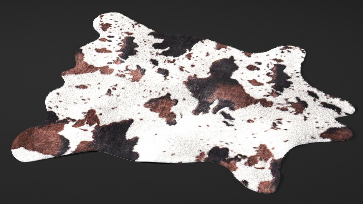 Brown and White Spotted Cowhide Rug Fur 3D model