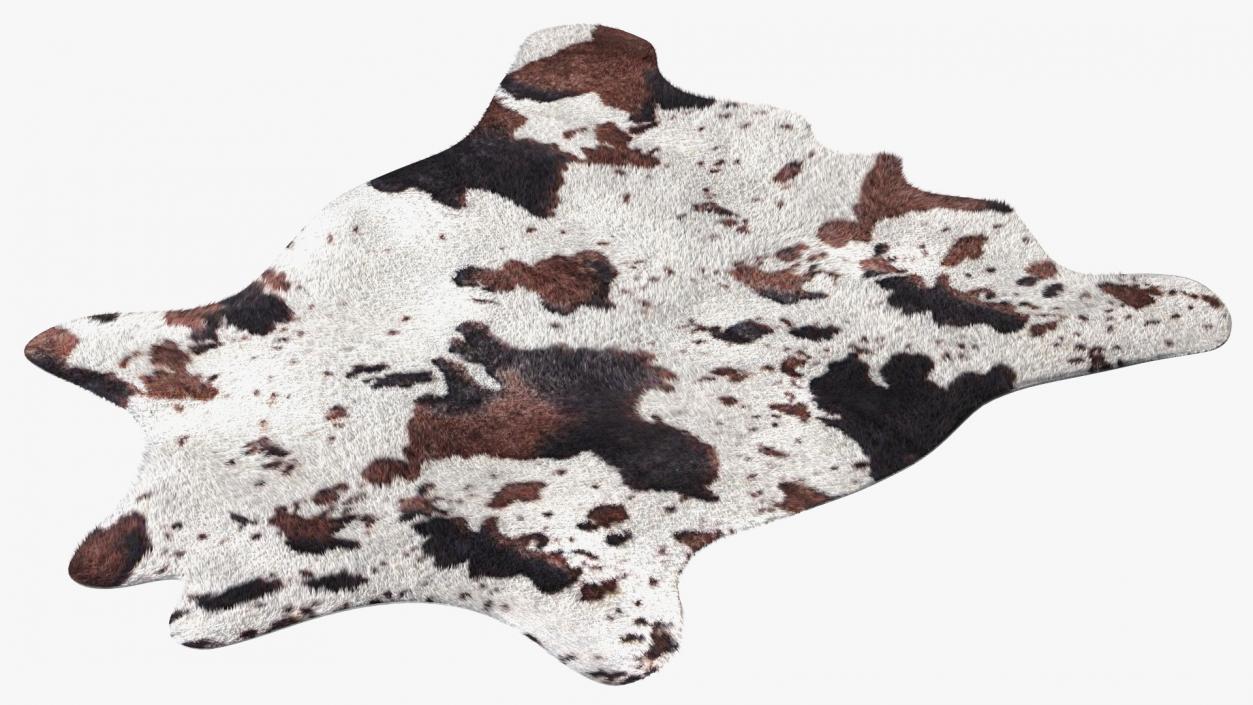 Brown and White Spotted Cowhide Rug Fur 3D model