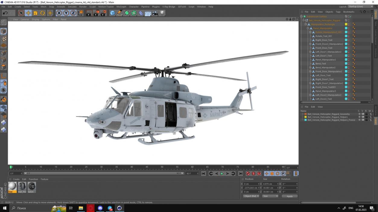 Bell Venom Helicopter Rigged for Cinema 4D 3D