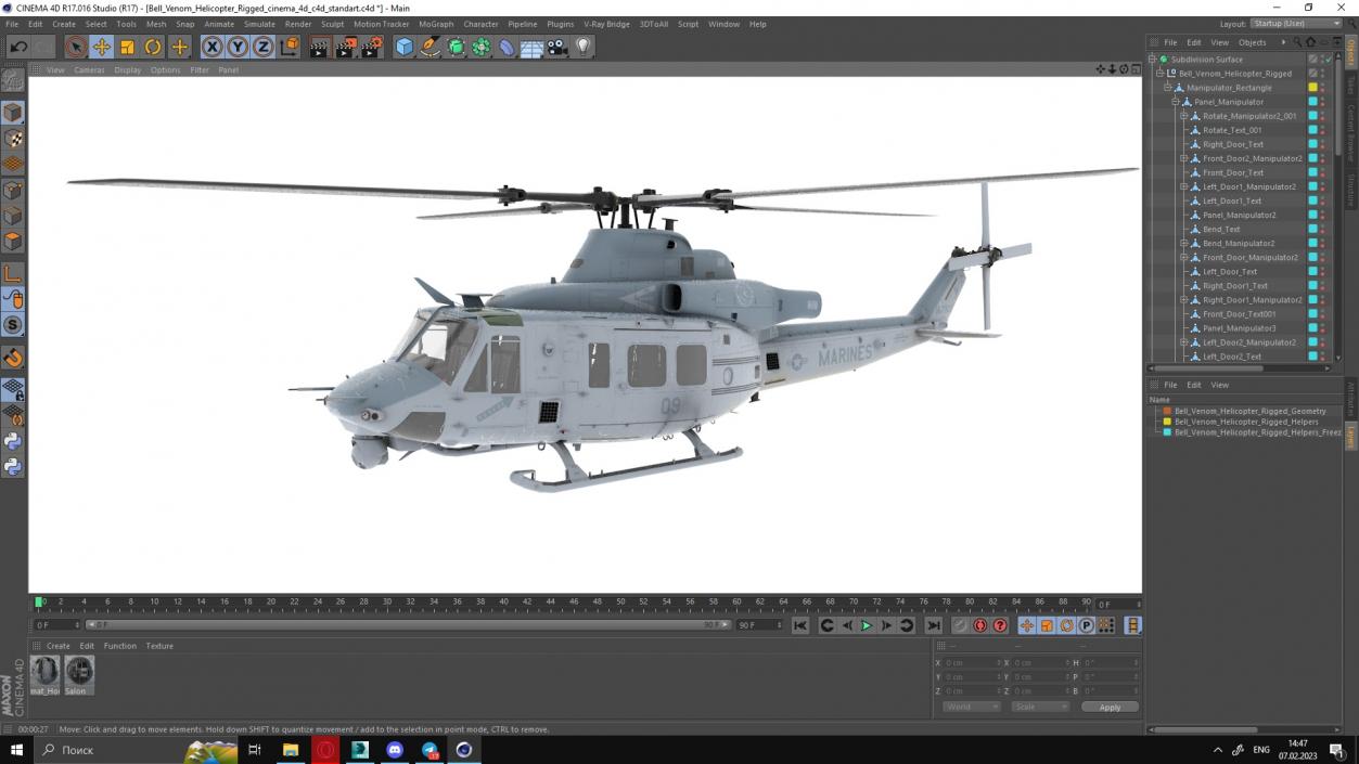 Bell Venom Helicopter Rigged for Cinema 4D 3D