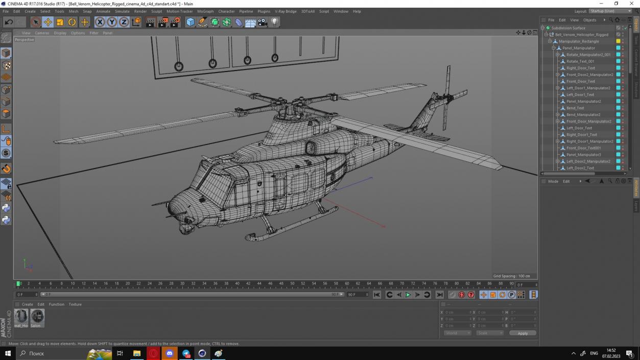 Bell Venom Helicopter Rigged for Cinema 4D 3D