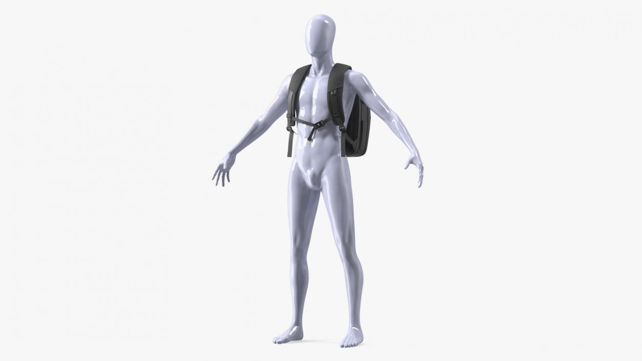 3D model Hard Shell Laptop Backpack Black on Mannequin