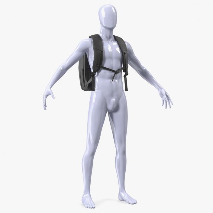 3D model Hard Shell Laptop Backpack Black on Mannequin