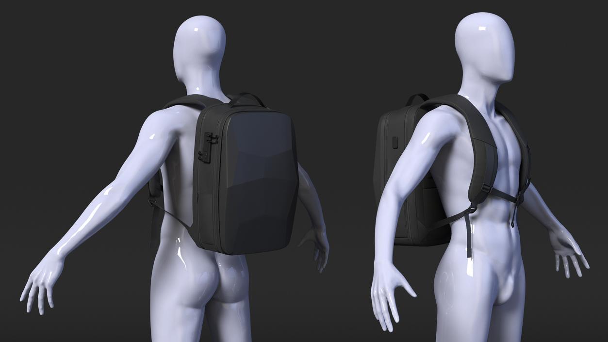 3D model Hard Shell Laptop Backpack Black on Mannequin