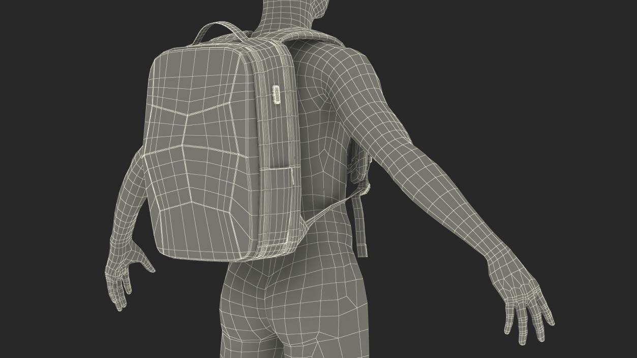 3D model Hard Shell Laptop Backpack Black on Mannequin